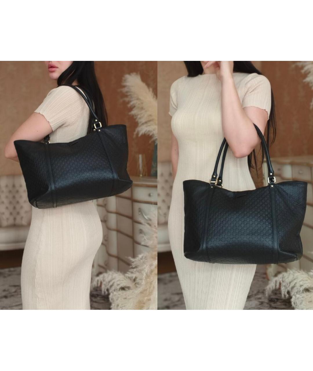 GUCCI Черная кожаная сумка с короткими ручками, фото 4