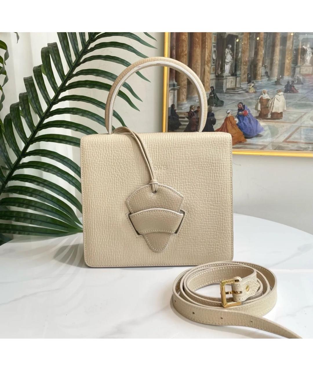 LOEWE Бежевая кожаная сумка тоут, фото 5