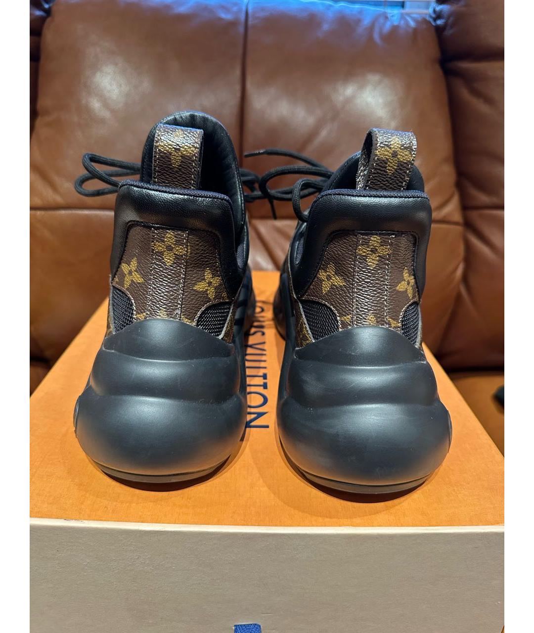 LOUIS VUITTON Коричневые кожаные кроссовки, фото 4