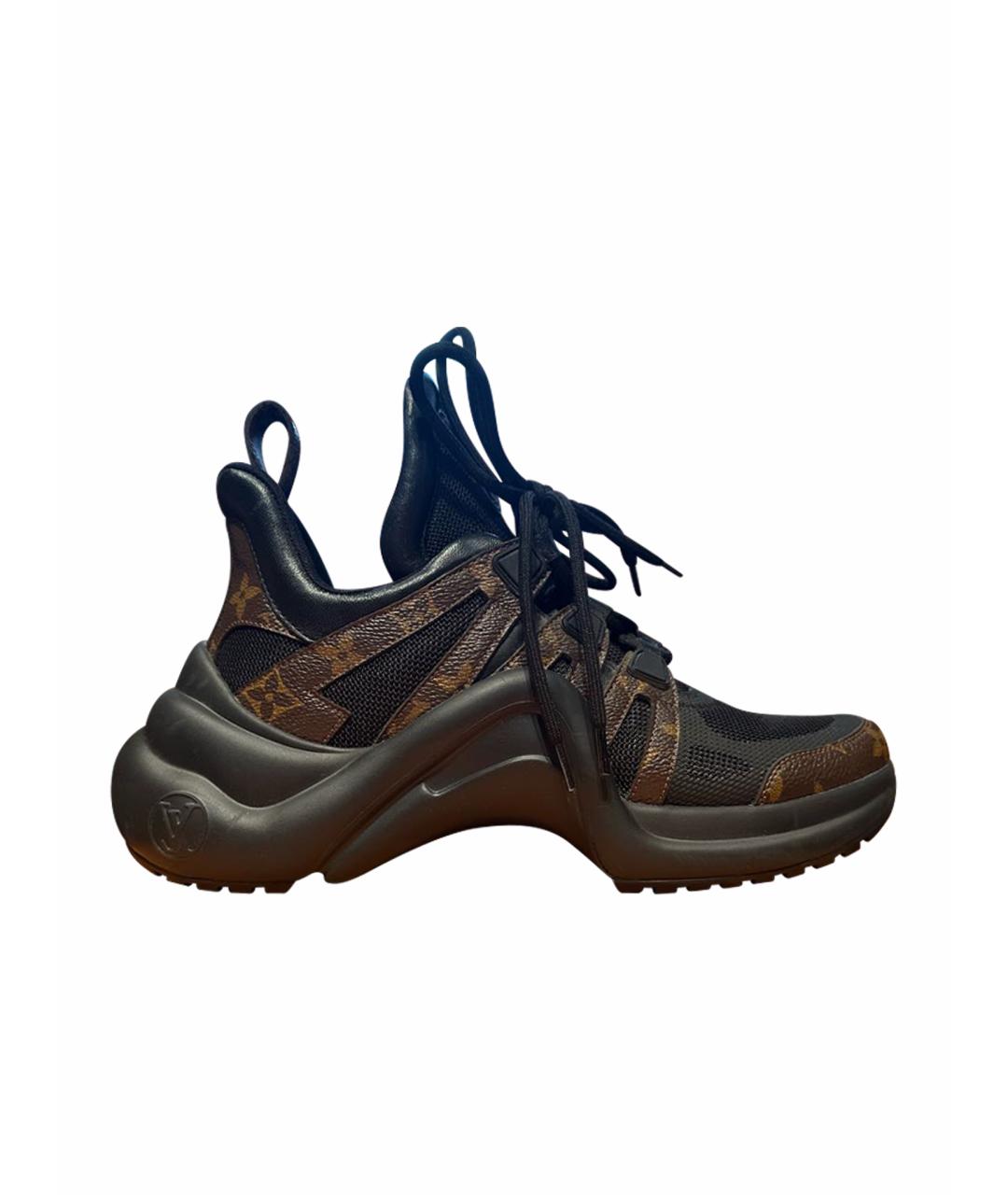 LOUIS VUITTON Коричневые кожаные кроссовки, фото 1