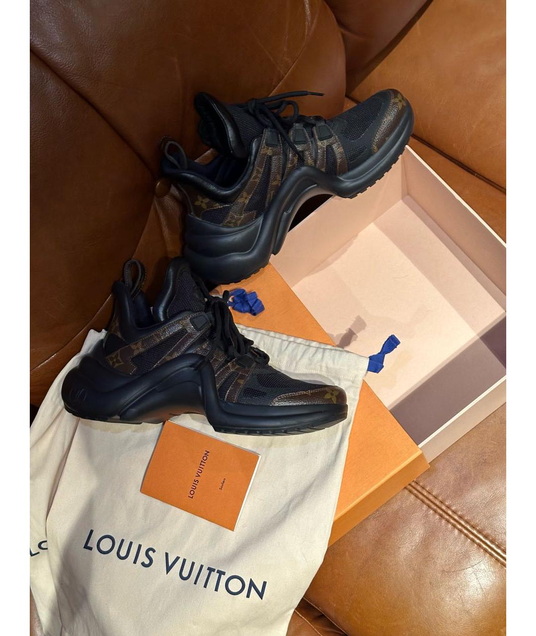 LOUIS VUITTON Коричневые кожаные кроссовки, фото 6