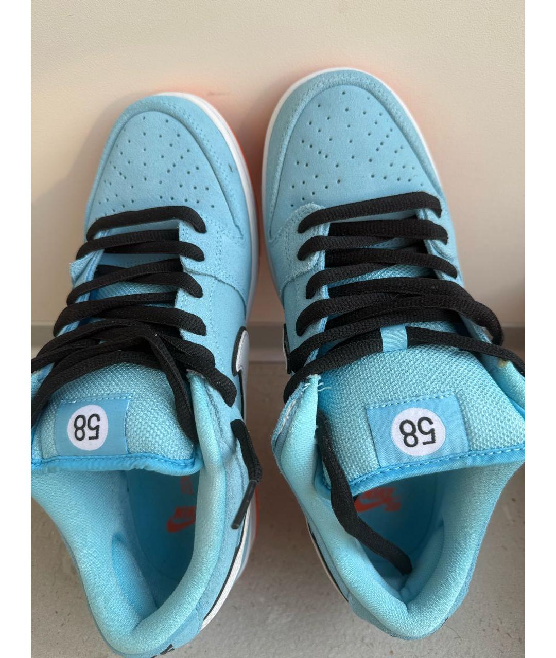 NIKE Голубые кожаные низкие кроссовки / кеды, фото 3
