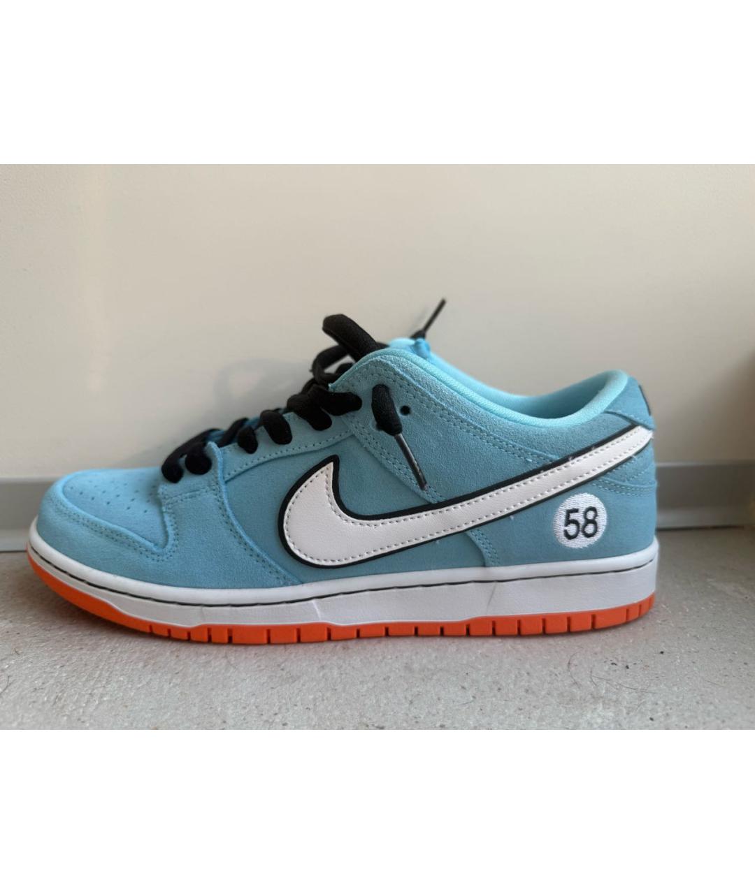 NIKE Голубые кожаные низкие кроссовки / кеды, фото 8
