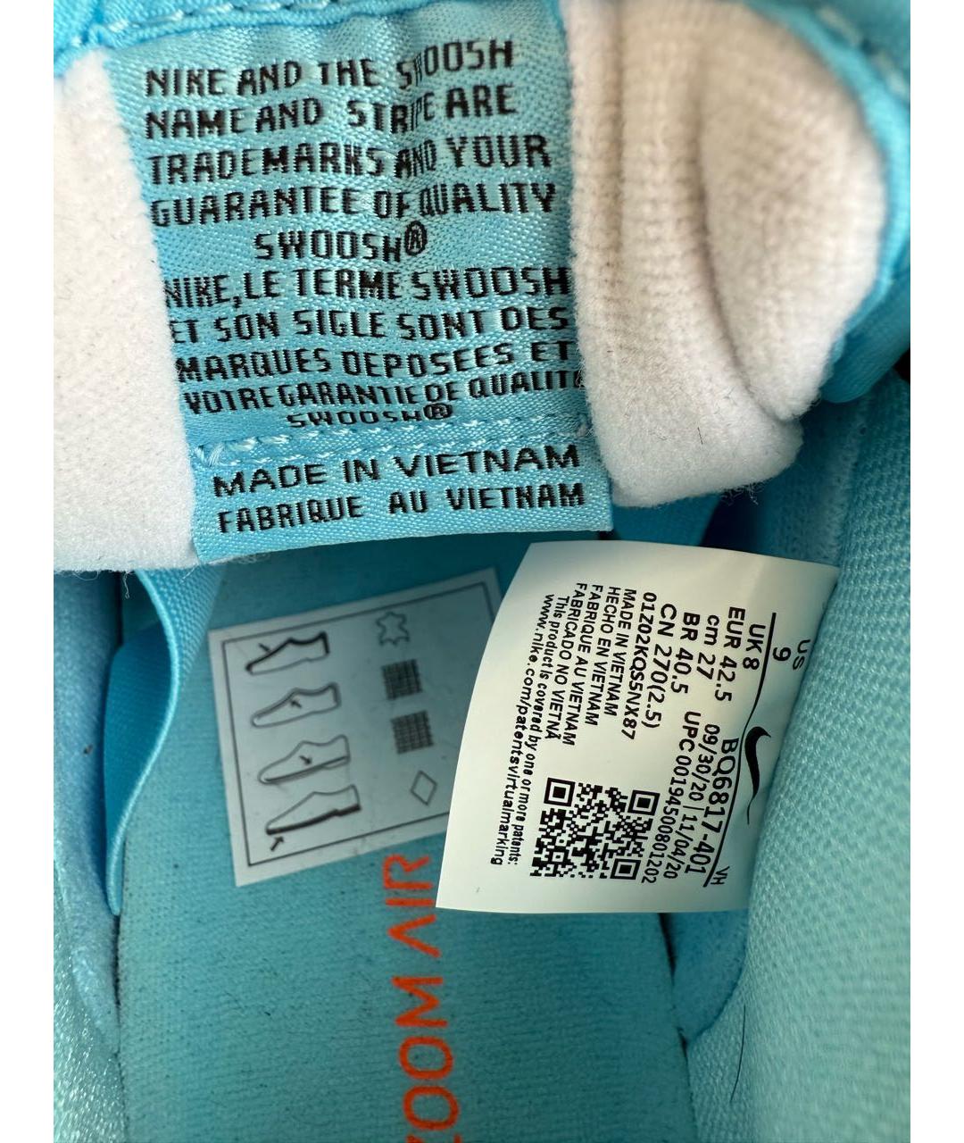 NIKE Голубые кожаные низкие кроссовки / кеды, фото 7