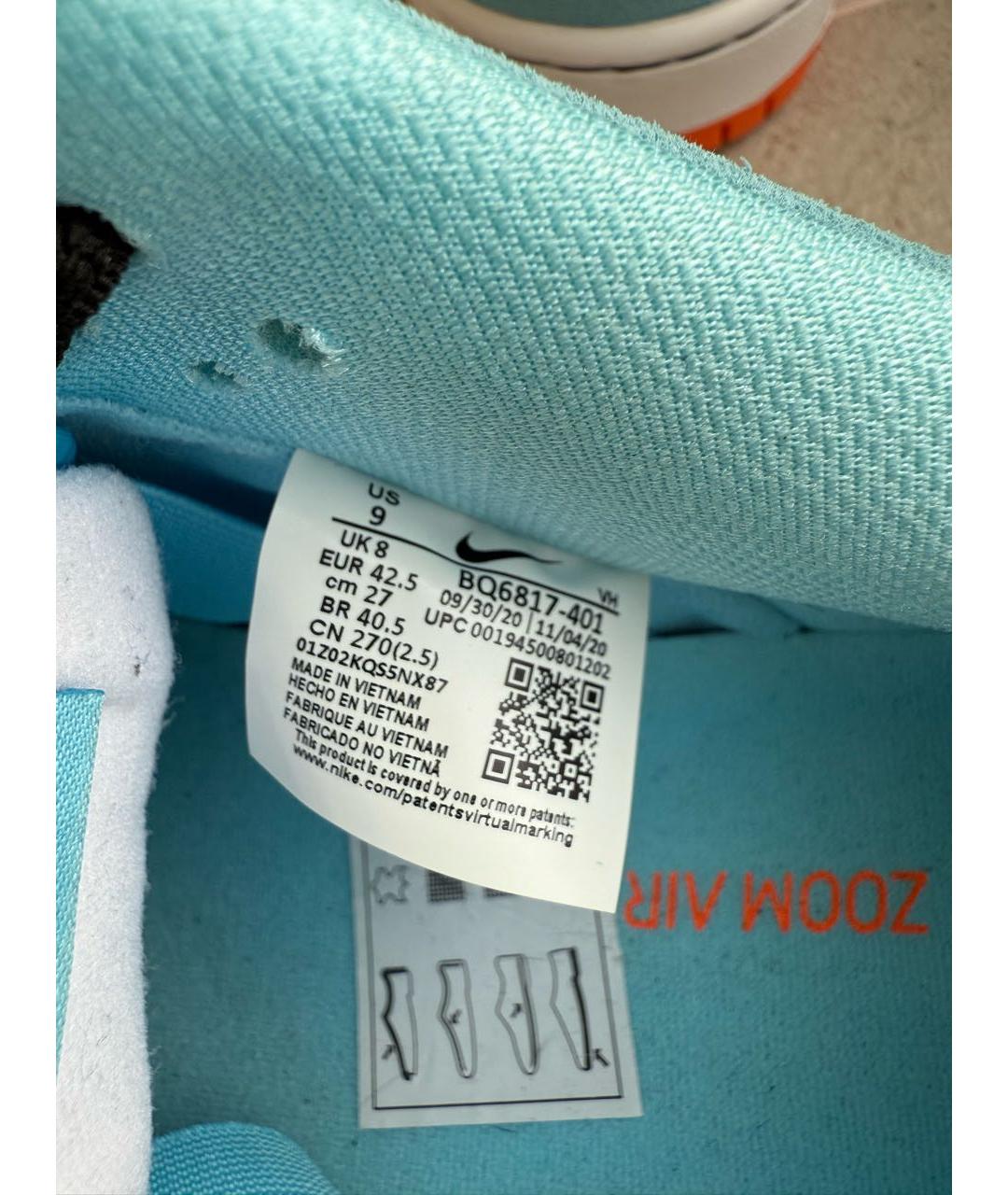NIKE Голубые кожаные низкие кроссовки / кеды, фото 6