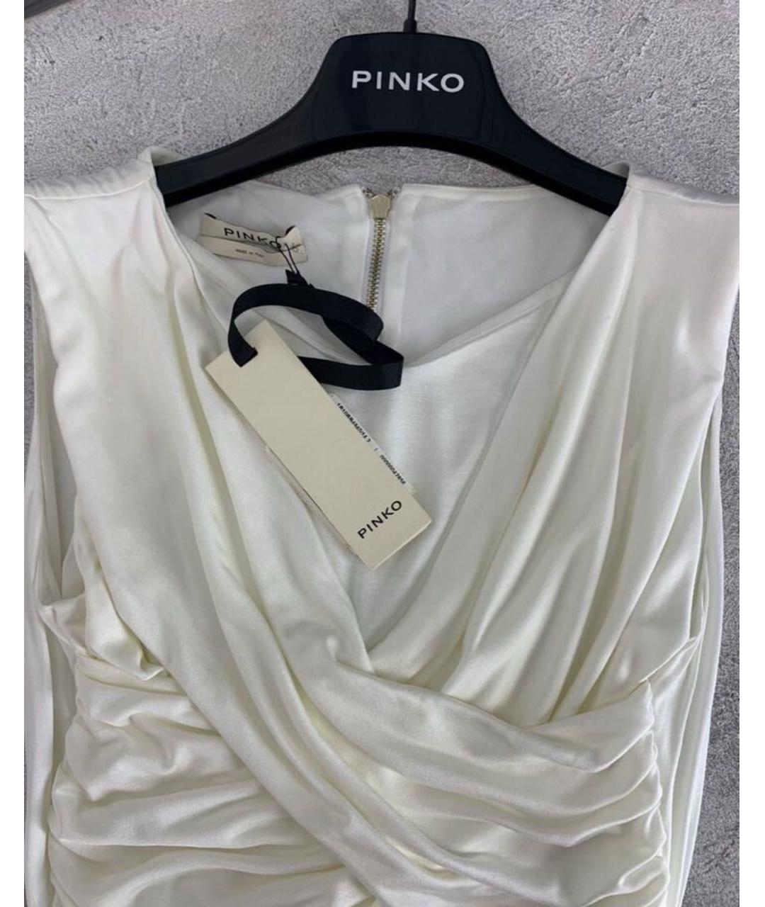 PINKO Белое вискозное коктейльное платье, фото 3