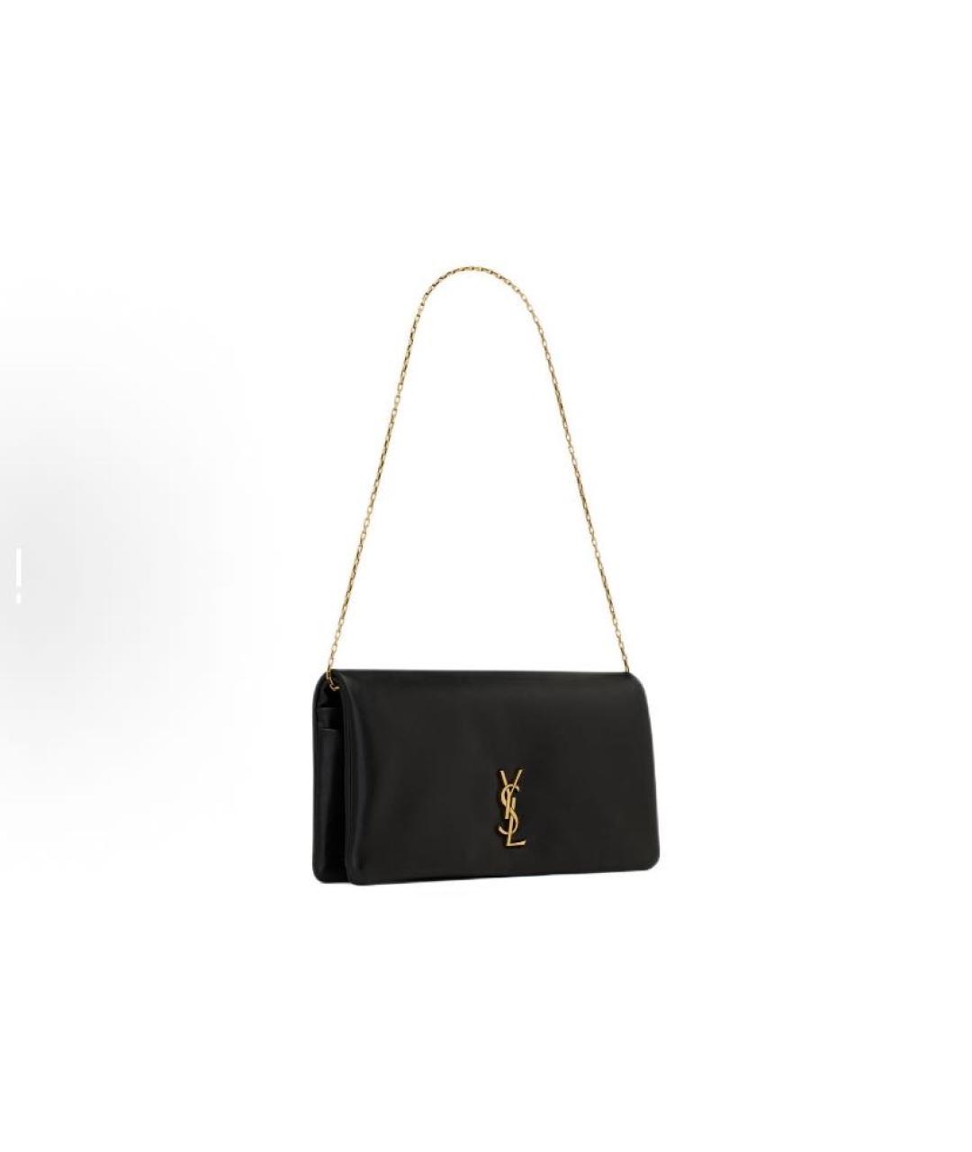 SAINT LAURENT Черная кожаная сумка с короткими ручками, фото 2