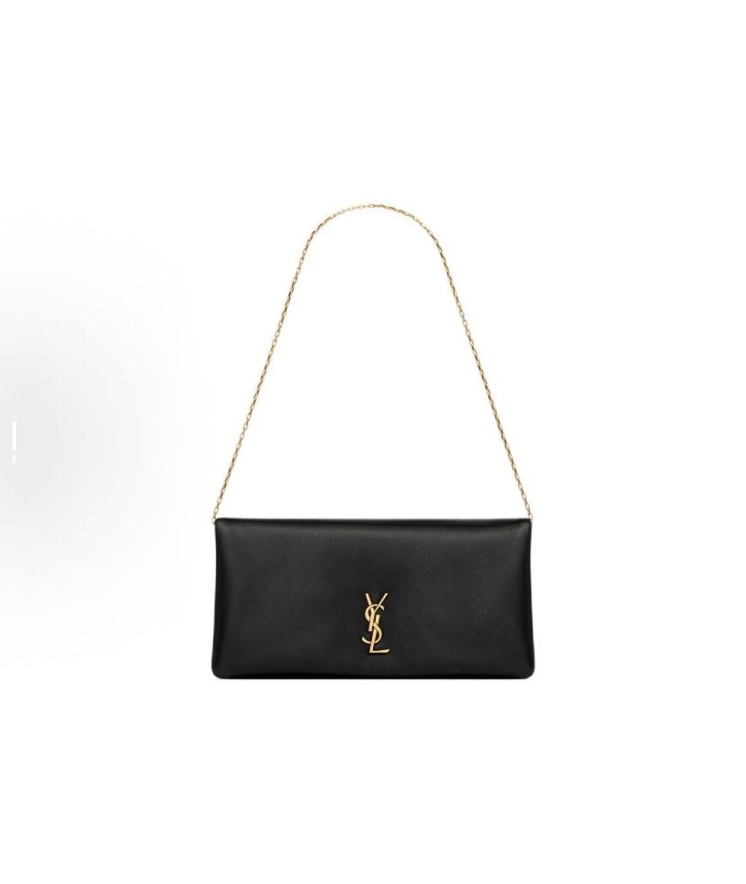 SAINT LAURENT Черная кожаная сумка с короткими ручками, фото 5