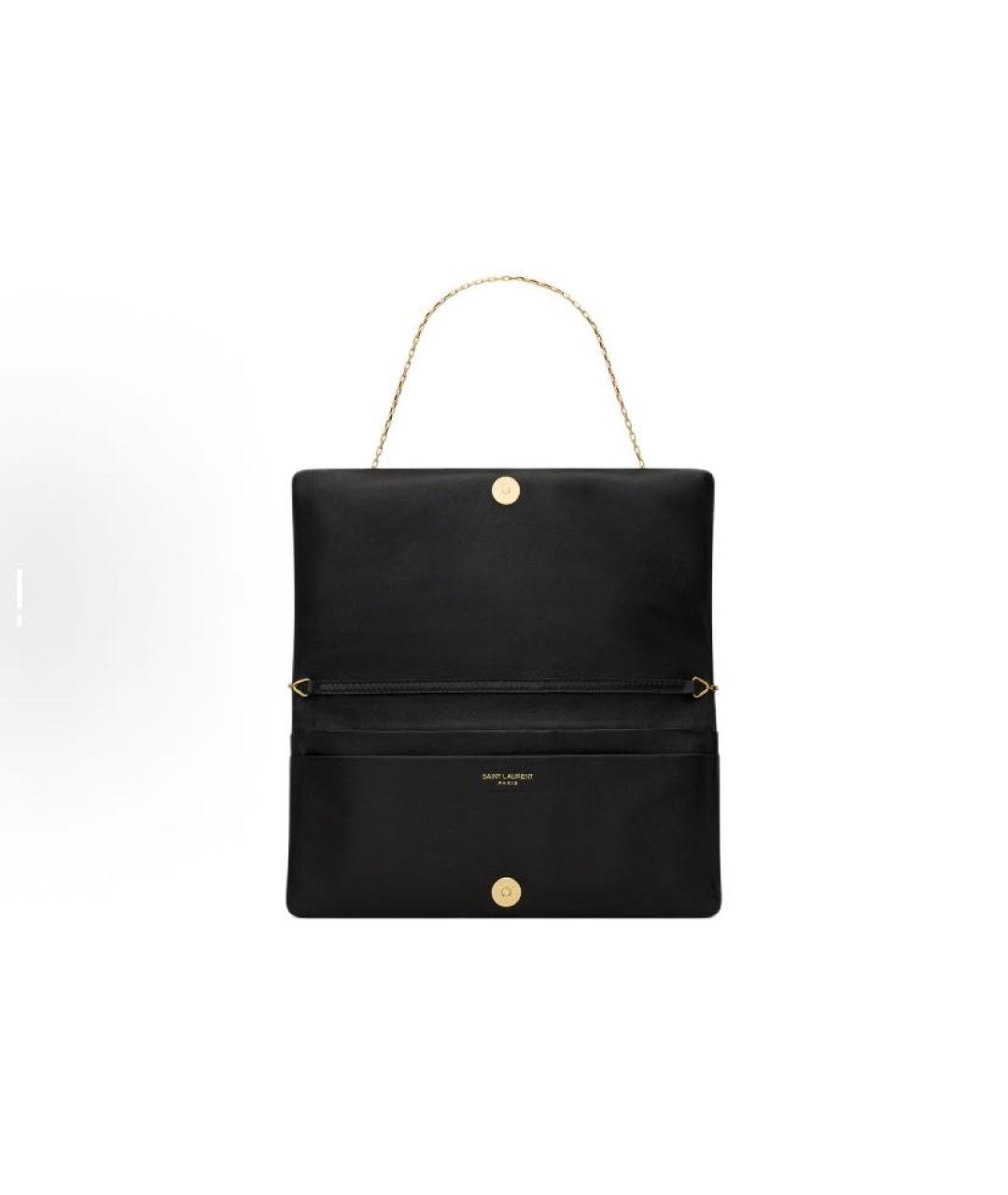 SAINT LAURENT Черная кожаная сумка с короткими ручками, фото 4