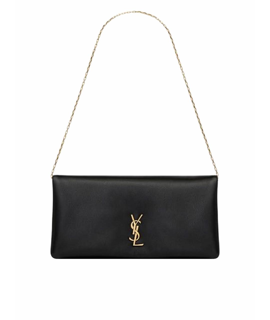 SAINT LAURENT Черная кожаная сумка с короткими ручками, фото 1