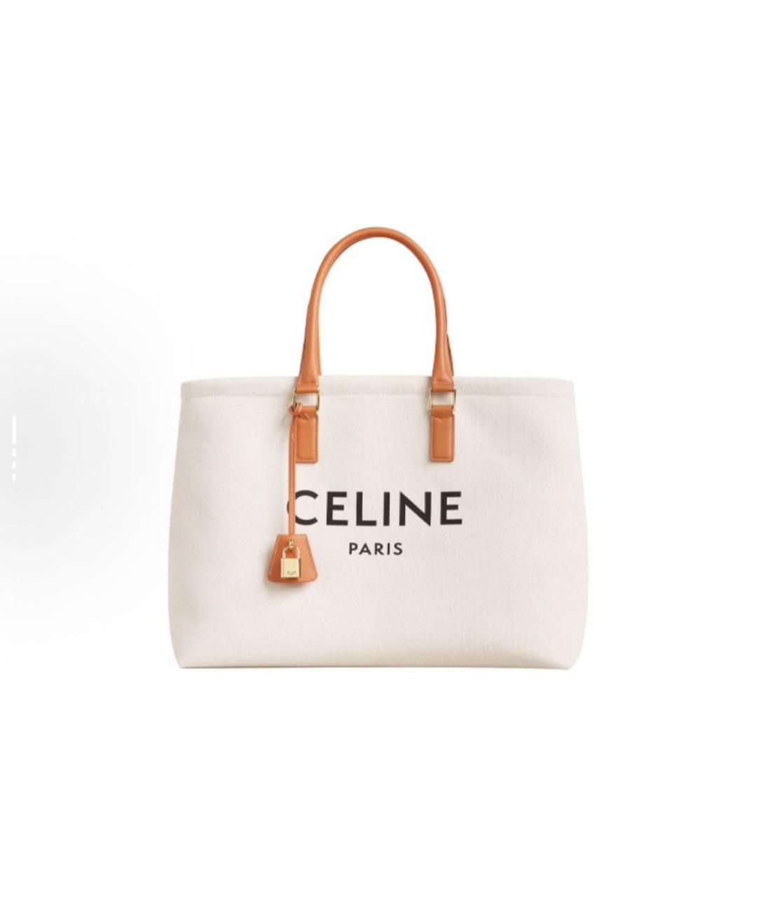 CELINE Белая тканевая сумка на плечо, фото 2