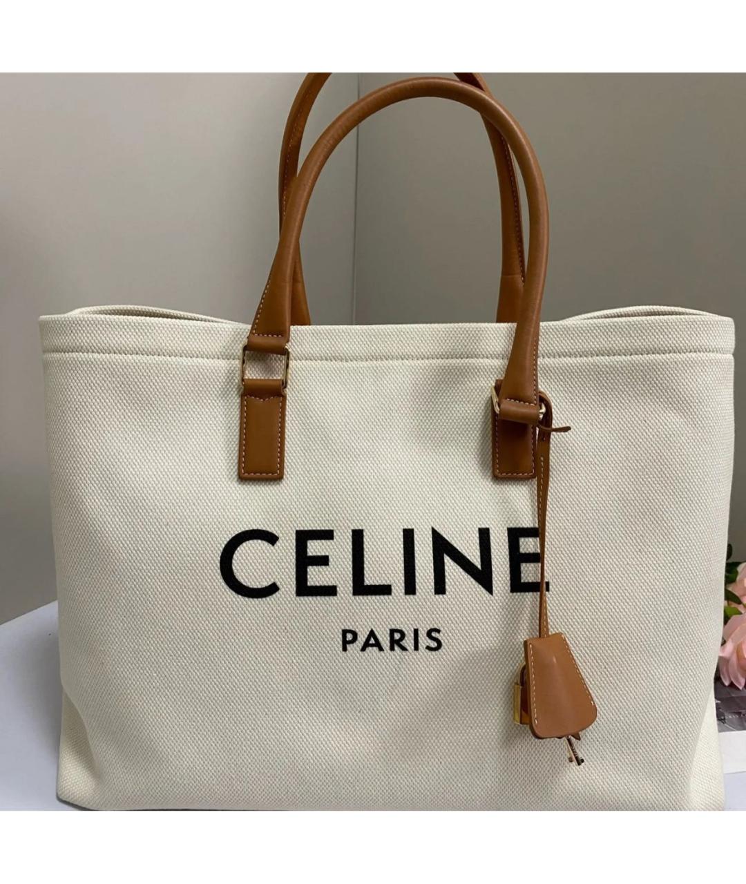 CELINE Белая тканевая сумка на плечо, фото 6
