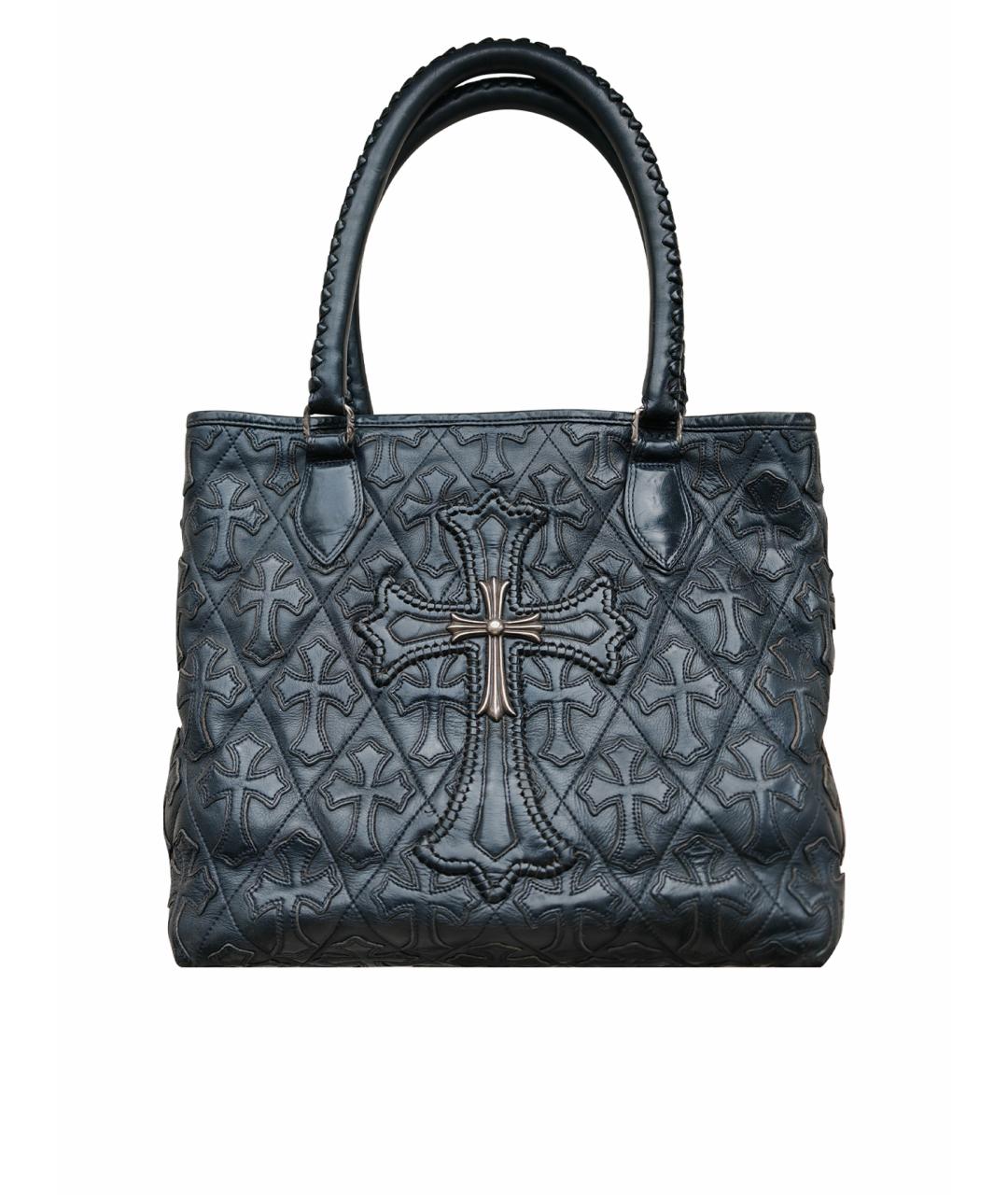 CHROME HEARTS Черная кожаная сумка тоут, фото 1
