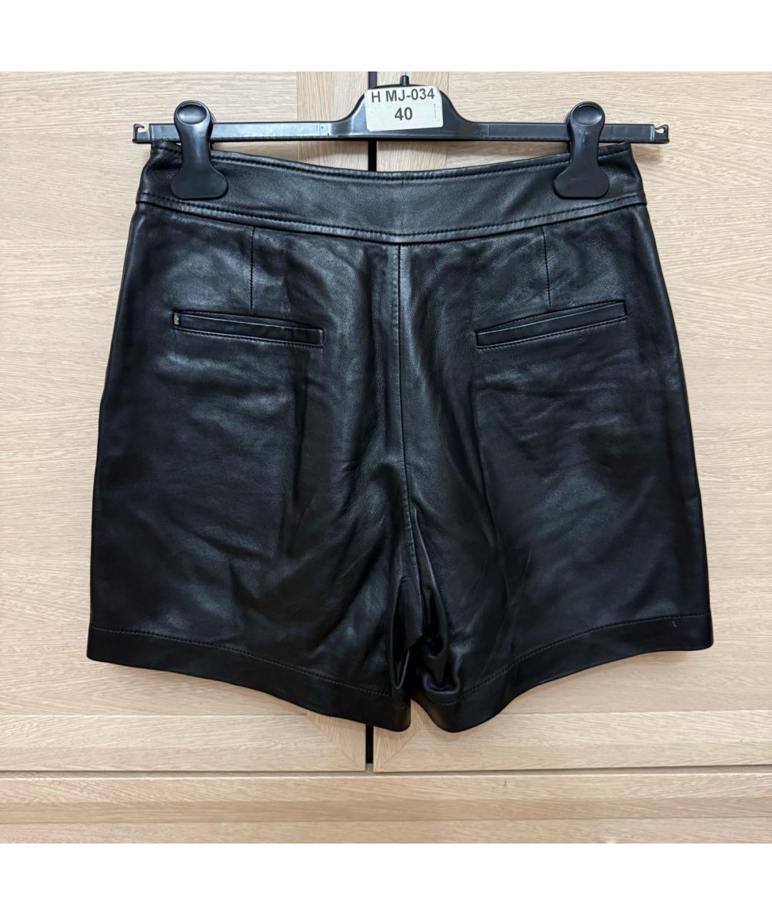SPORTMAX Черные кожаные шорты, фото 2