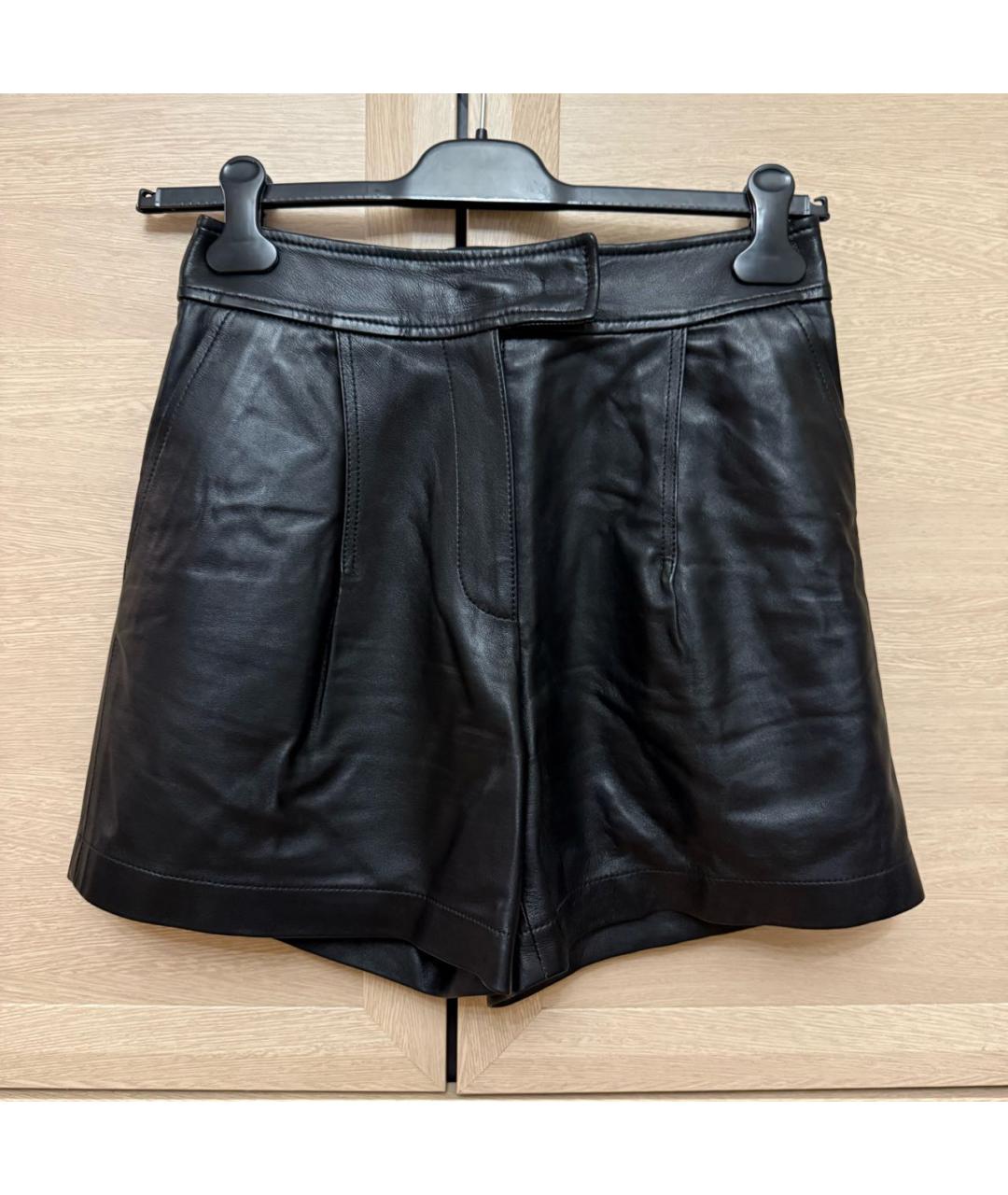 SPORTMAX Черные кожаные шорты, фото 6