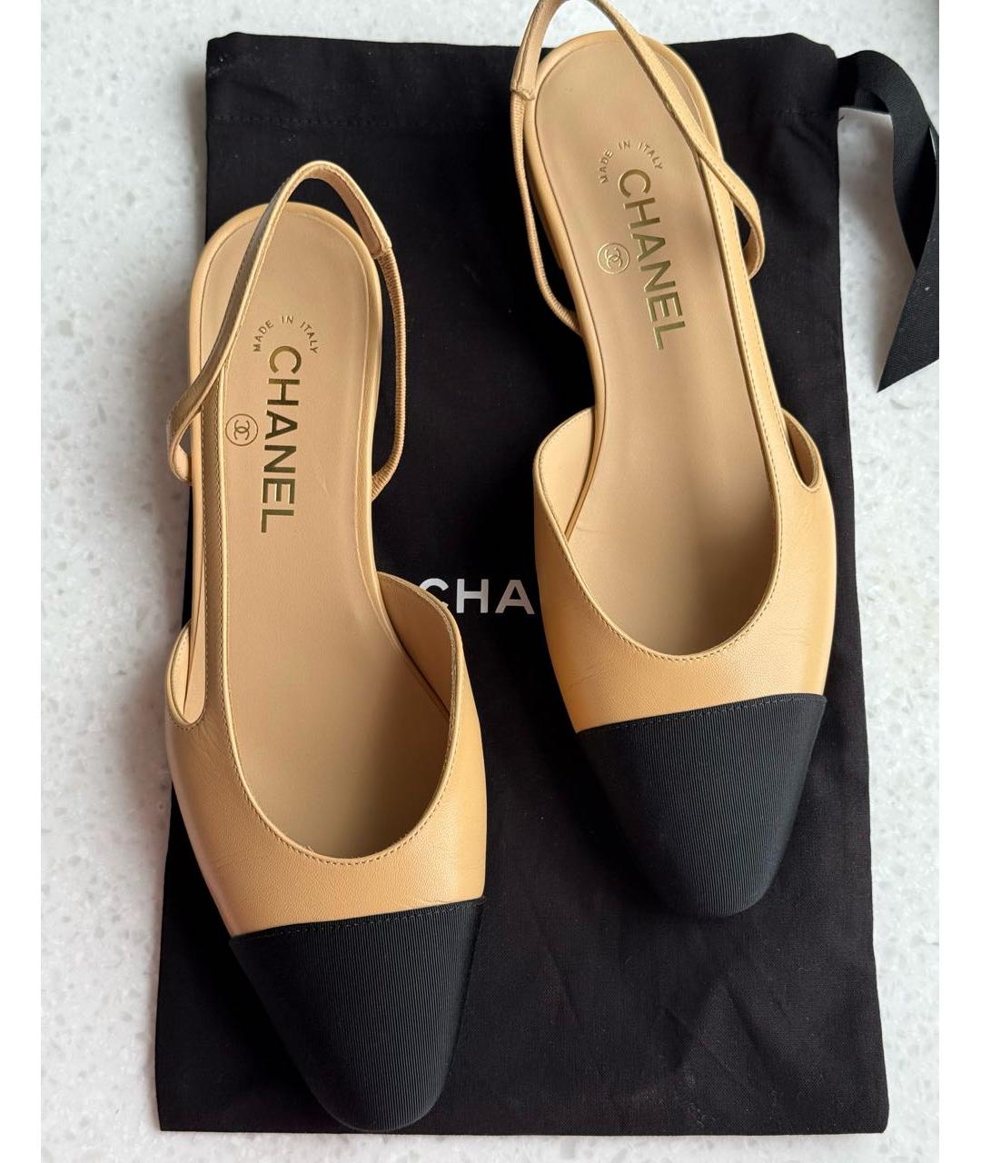 CHANEL Бежевые кожаные туфли, фото 5