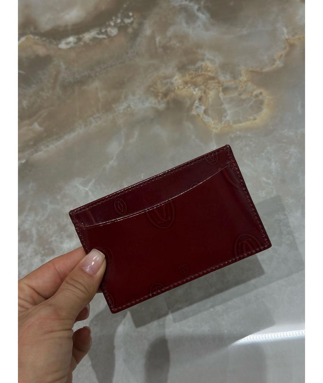 CARTIER Бордовый кардхолдер из лакированной кожи, фото 2