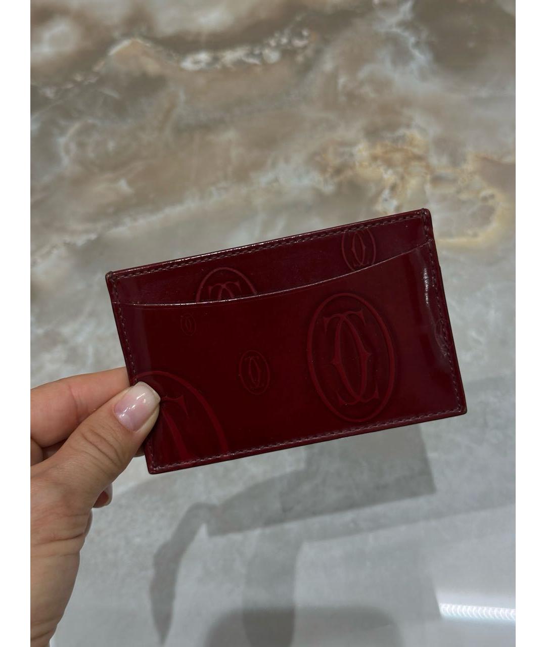 CARTIER Бордовый кардхолдер из лакированной кожи, фото 4