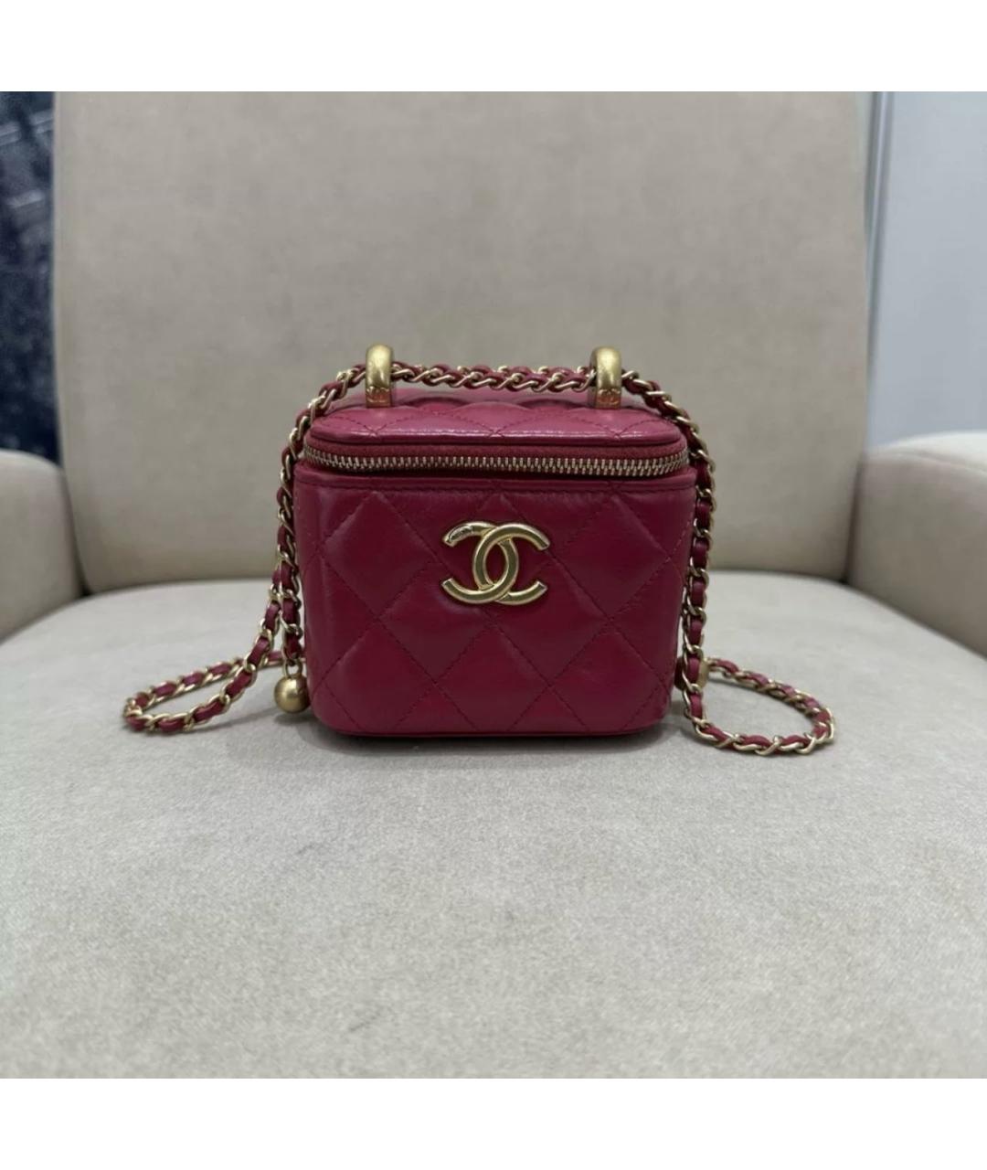 CHANEL Бордовая кожаная сумка через плечо, фото 3