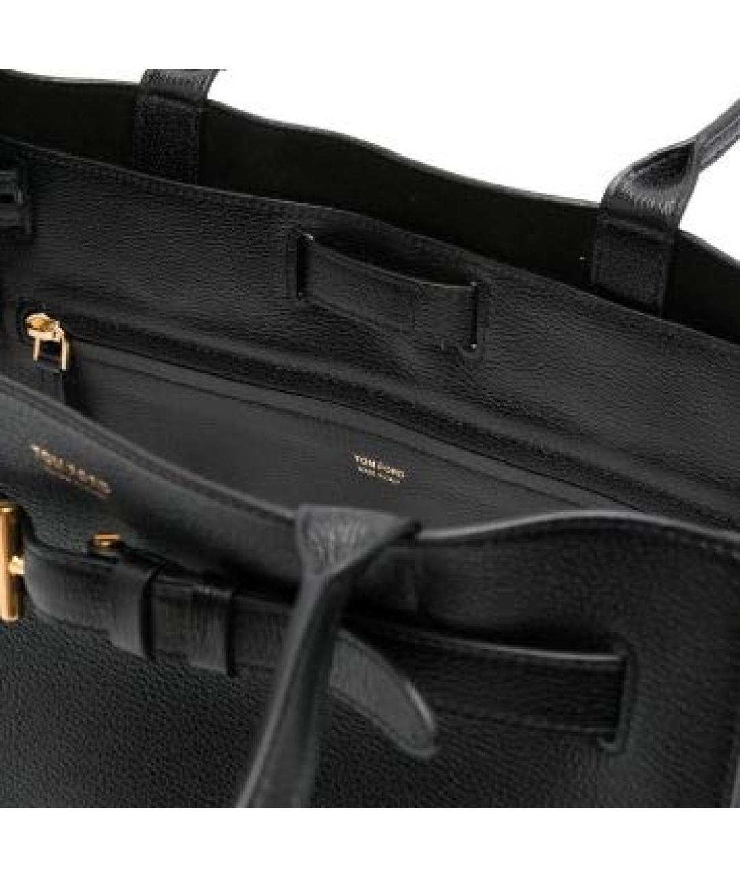 TOM FORD Черная кожаная сумка тоут, фото 4