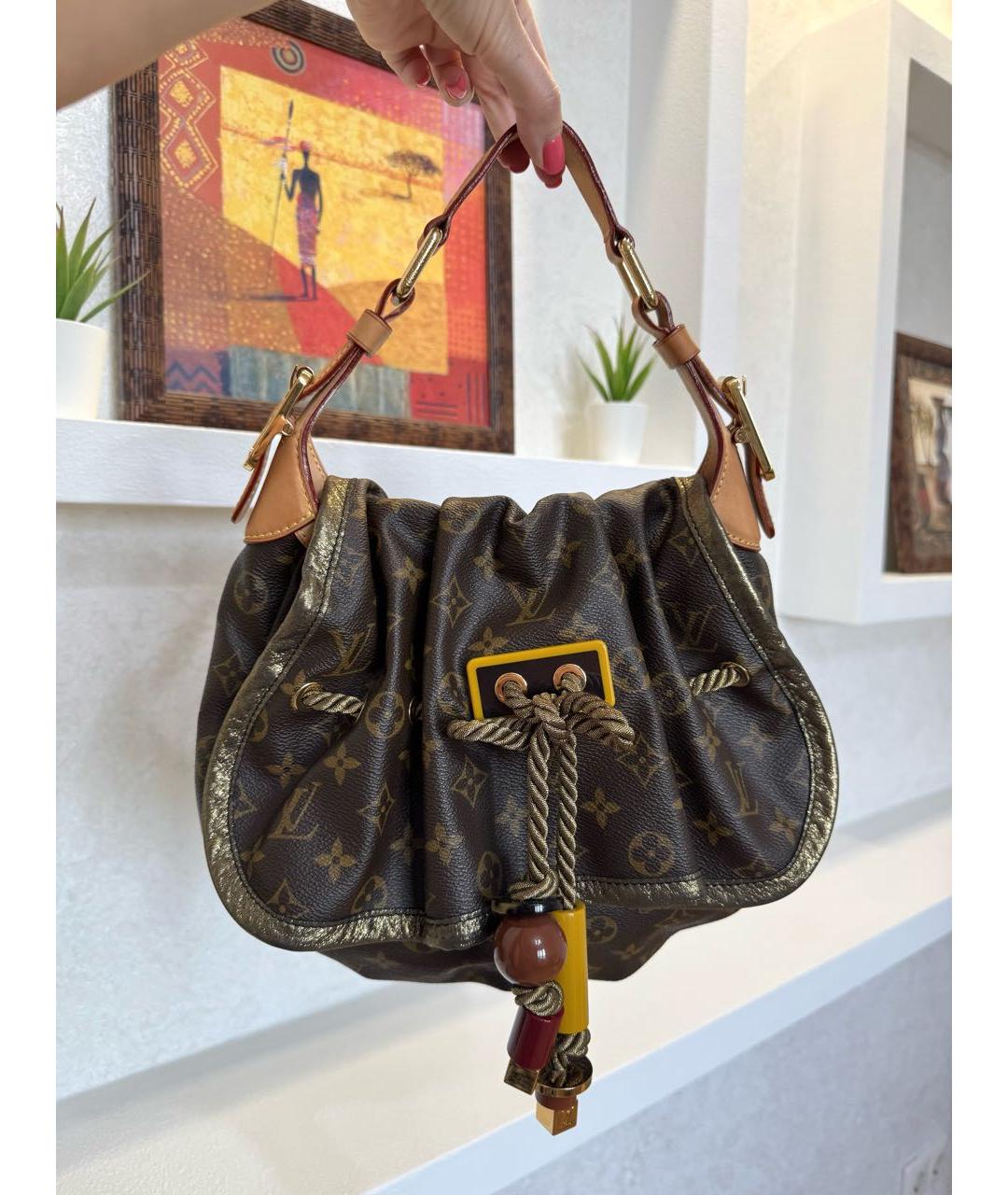 LOUIS VUITTON Коричневая кожаная сумка через плечо, фото 3