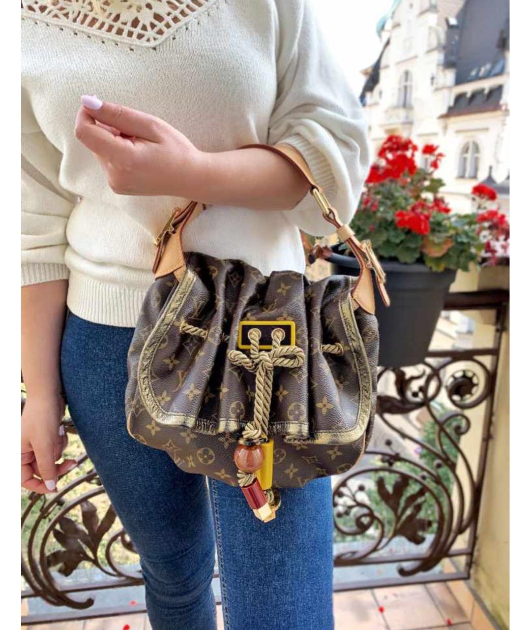 LOUIS VUITTON Коричневая кожаная сумка через плечо, фото 5