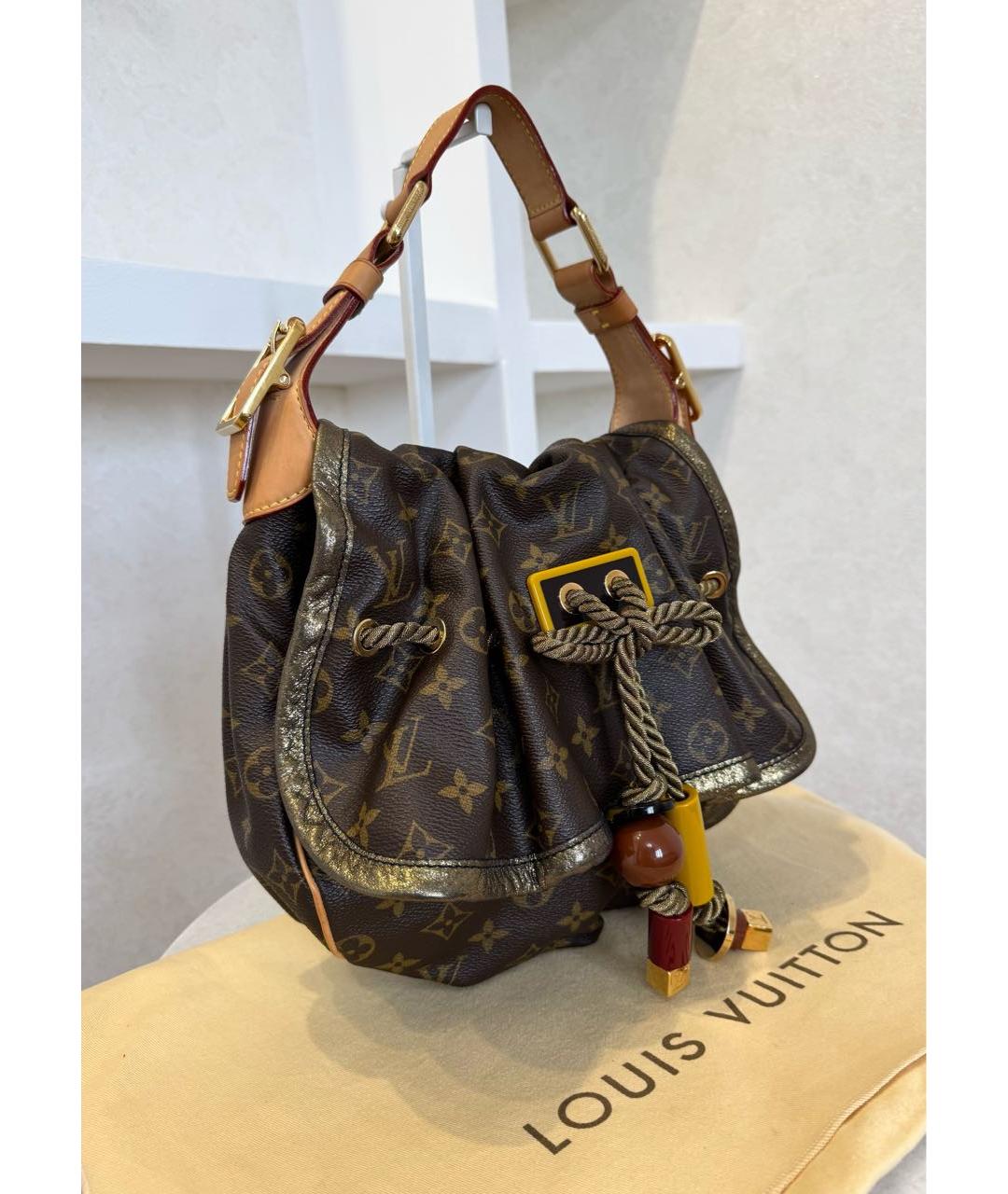 LOUIS VUITTON Коричневая кожаная сумка через плечо, фото 6