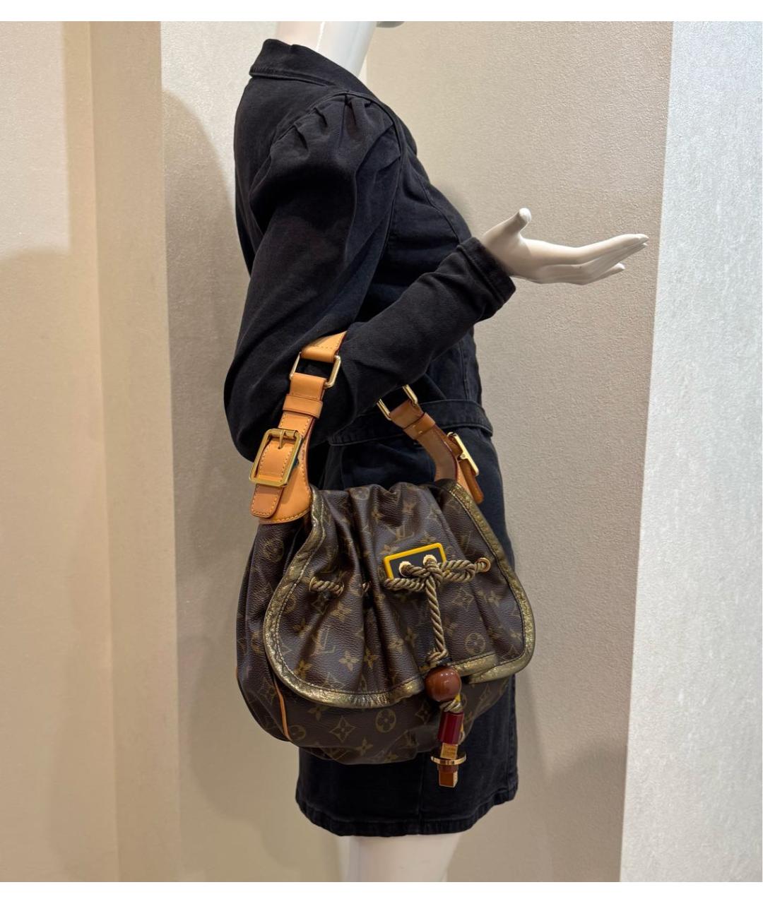 LOUIS VUITTON Коричневая кожаная сумка через плечо, фото 4