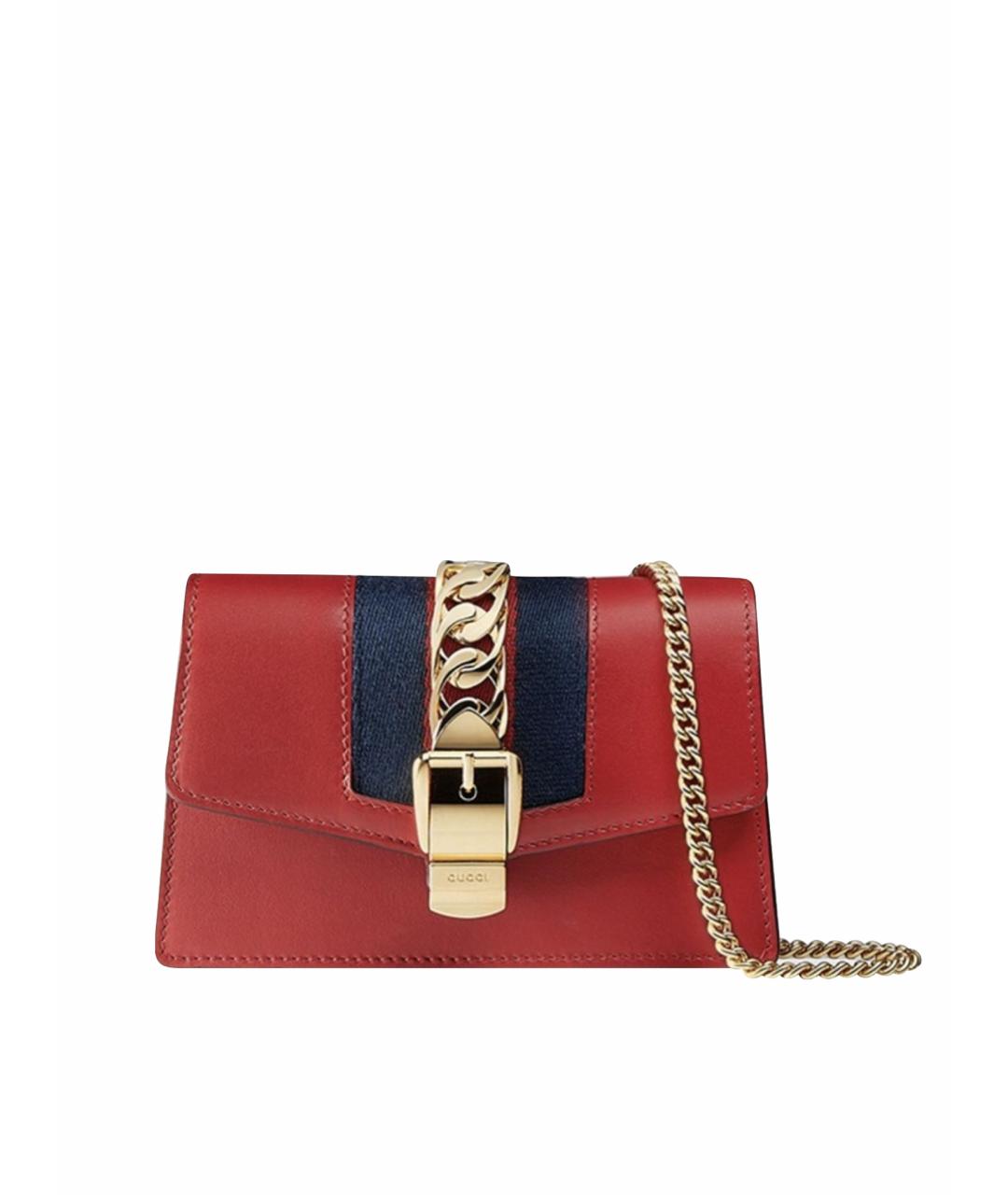 GUCCI Красная кожаная сумка с короткими ручками, фото 1