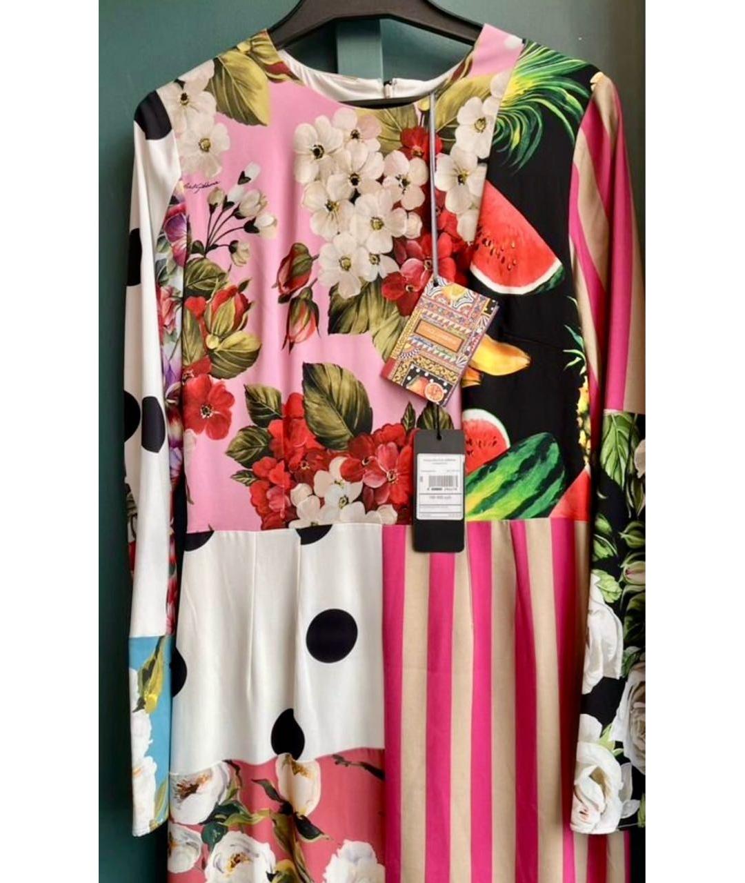 DOLCE&GABBANA Мульти шелковое коктейльное платье, фото 3