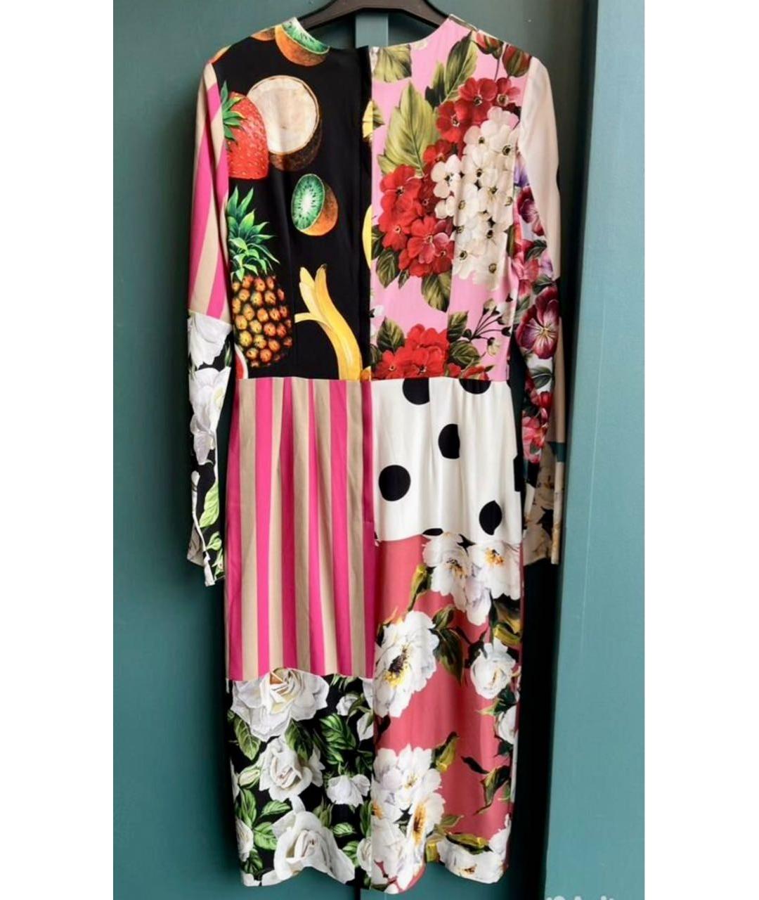 DOLCE&GABBANA Мульти шелковое коктейльное платье, фото 4