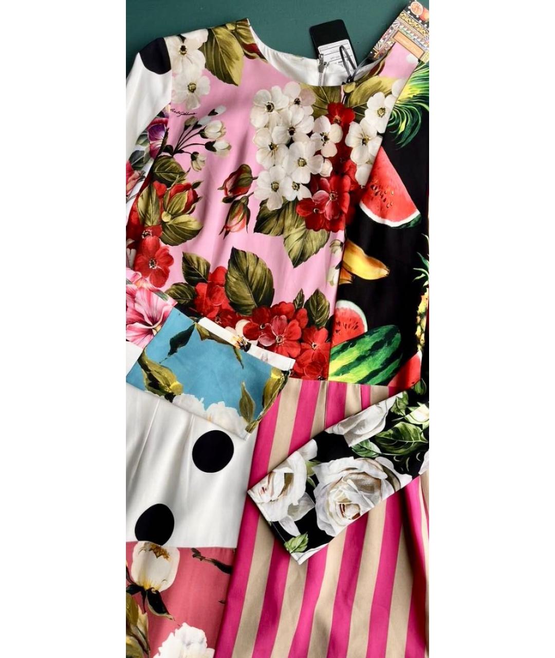 DOLCE&GABBANA Мульти шелковое коктейльное платье, фото 8