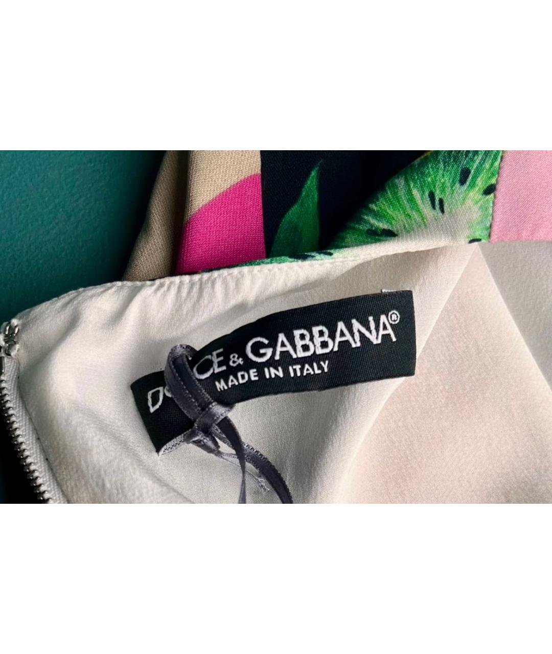 DOLCE&GABBANA Мульти шелковое коктейльное платье, фото 6
