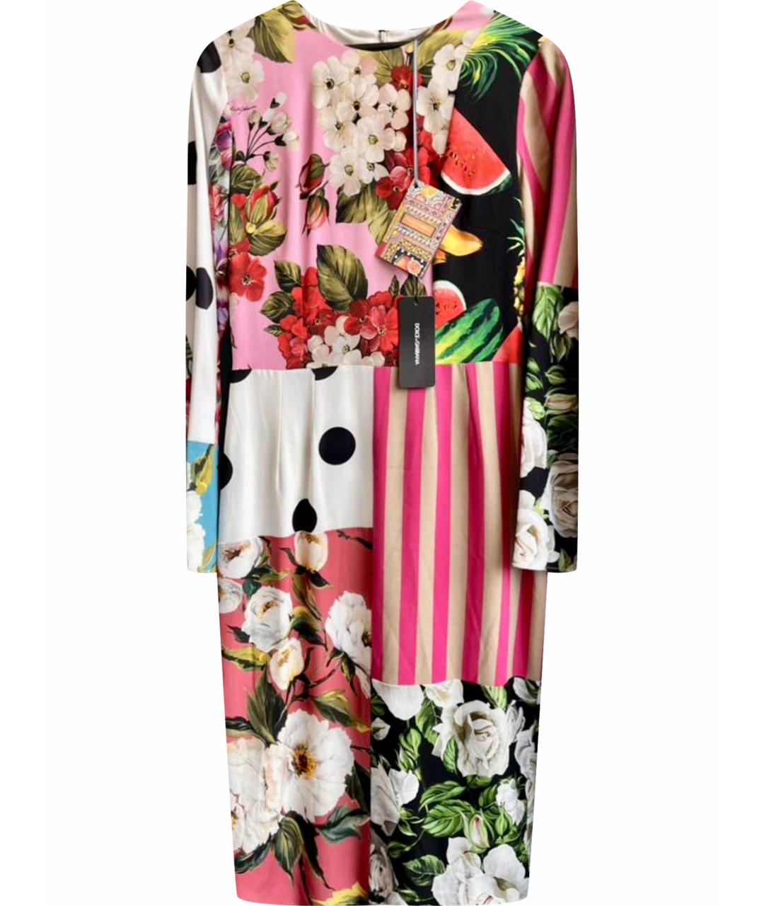 DOLCE&GABBANA Мульти шелковое коктейльное платье, фото 1