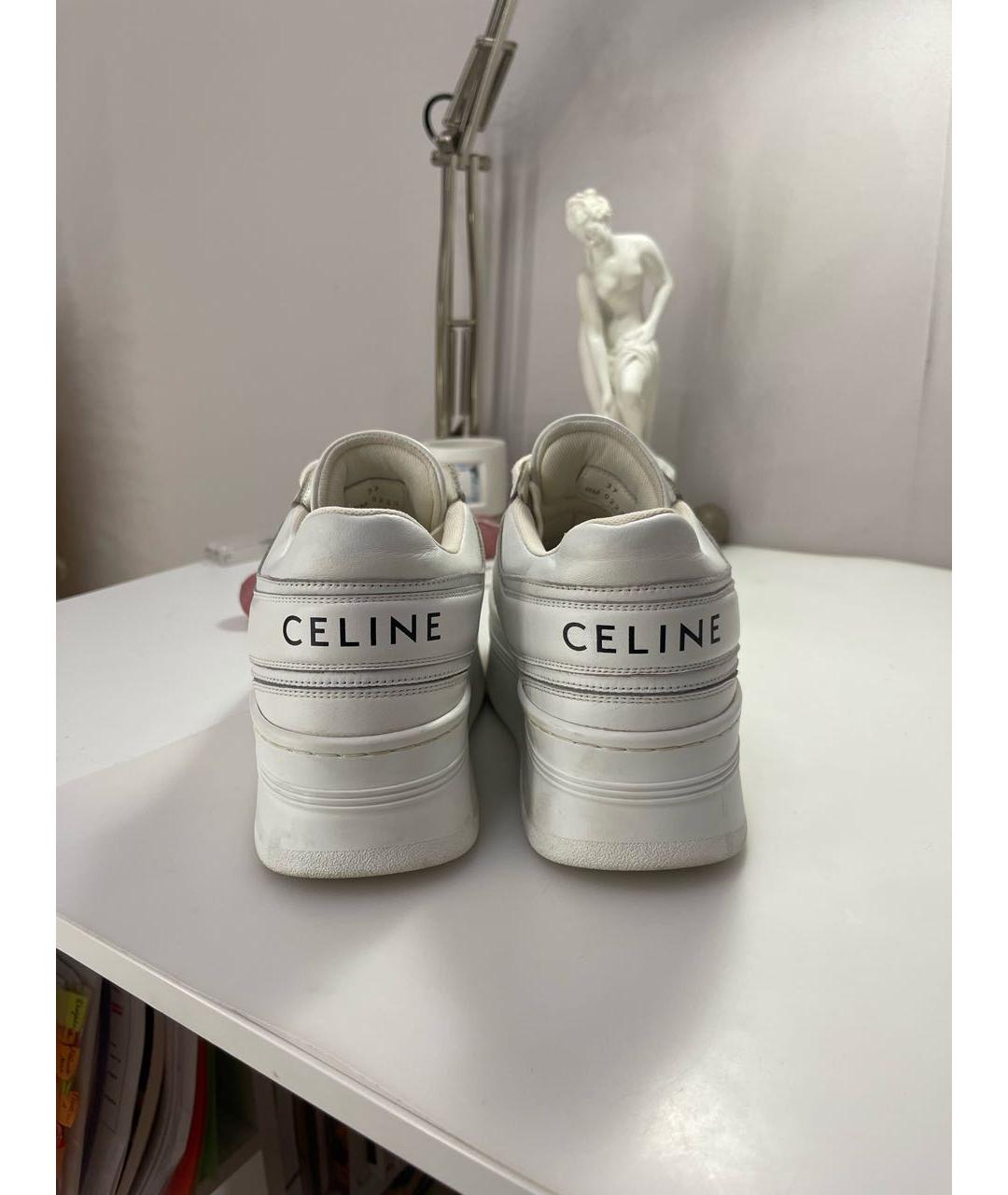 CELINE Белые кожаные кеды, фото 4