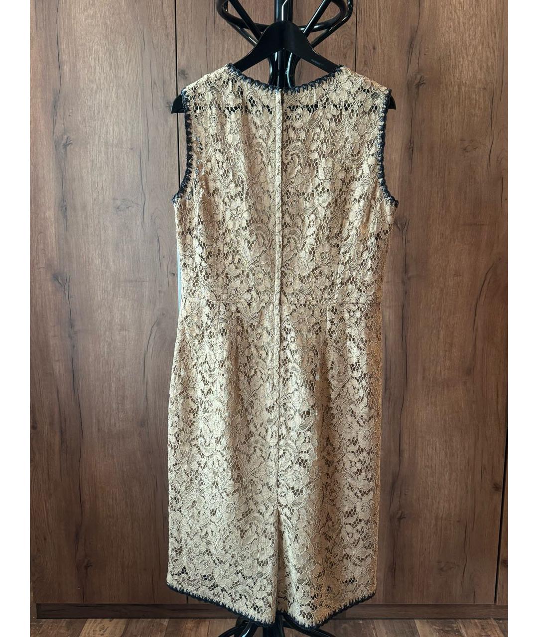 DOLCE&GABBANA Бежевое кружевное коктейльное платье, фото 2