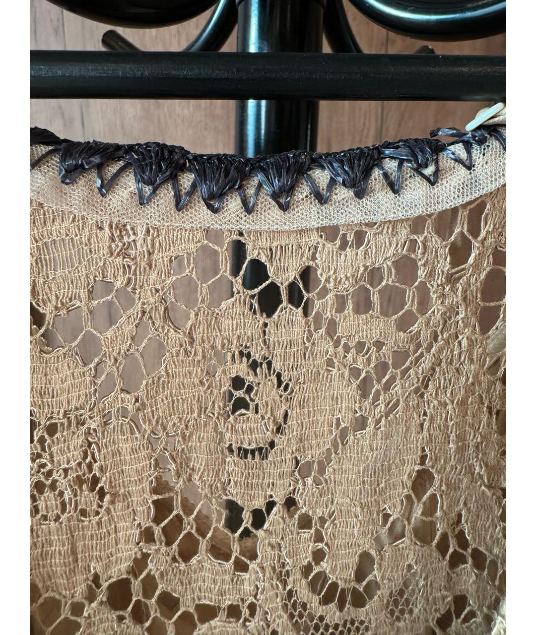 DOLCE&GABBANA Бежевое кружевное коктейльное платье, фото 8