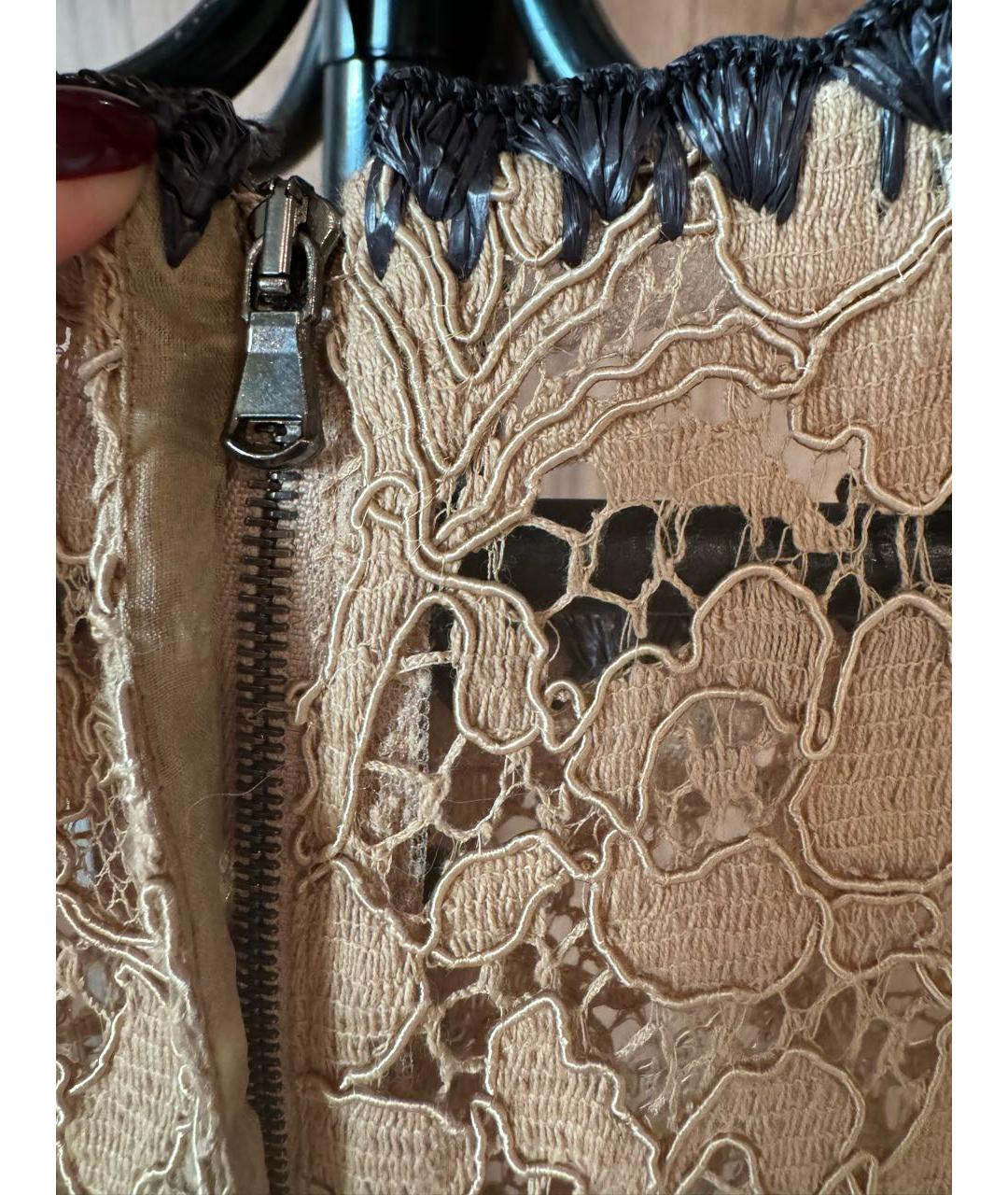 DOLCE&GABBANA Бежевое кружевное коктейльное платье, фото 4