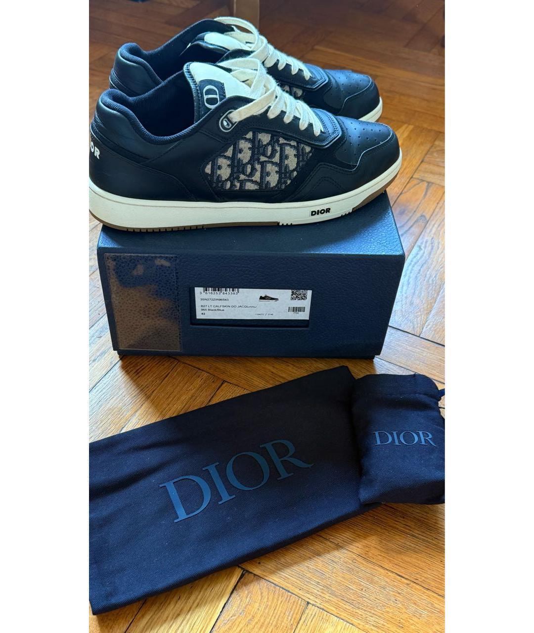 CHRISTIAN DIOR Черные кожаные низкие кроссовки / кеды, фото 7