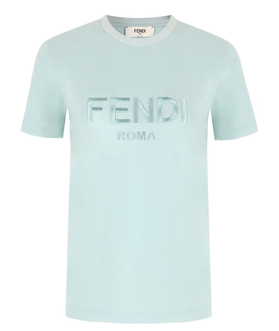 FENDI Бирюзовая хлопковая футболка, фото 1