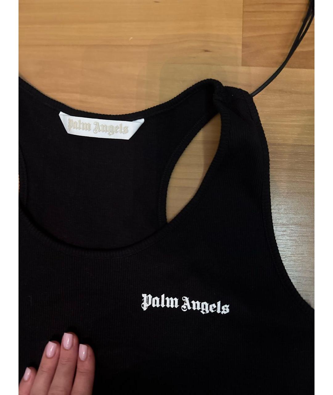 PALM ANGELS Черная хлопковая майка, фото 2