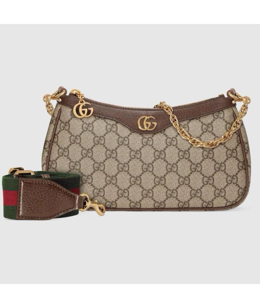 GUCCI Бежевая кожаная сумка через плечо, фото 6