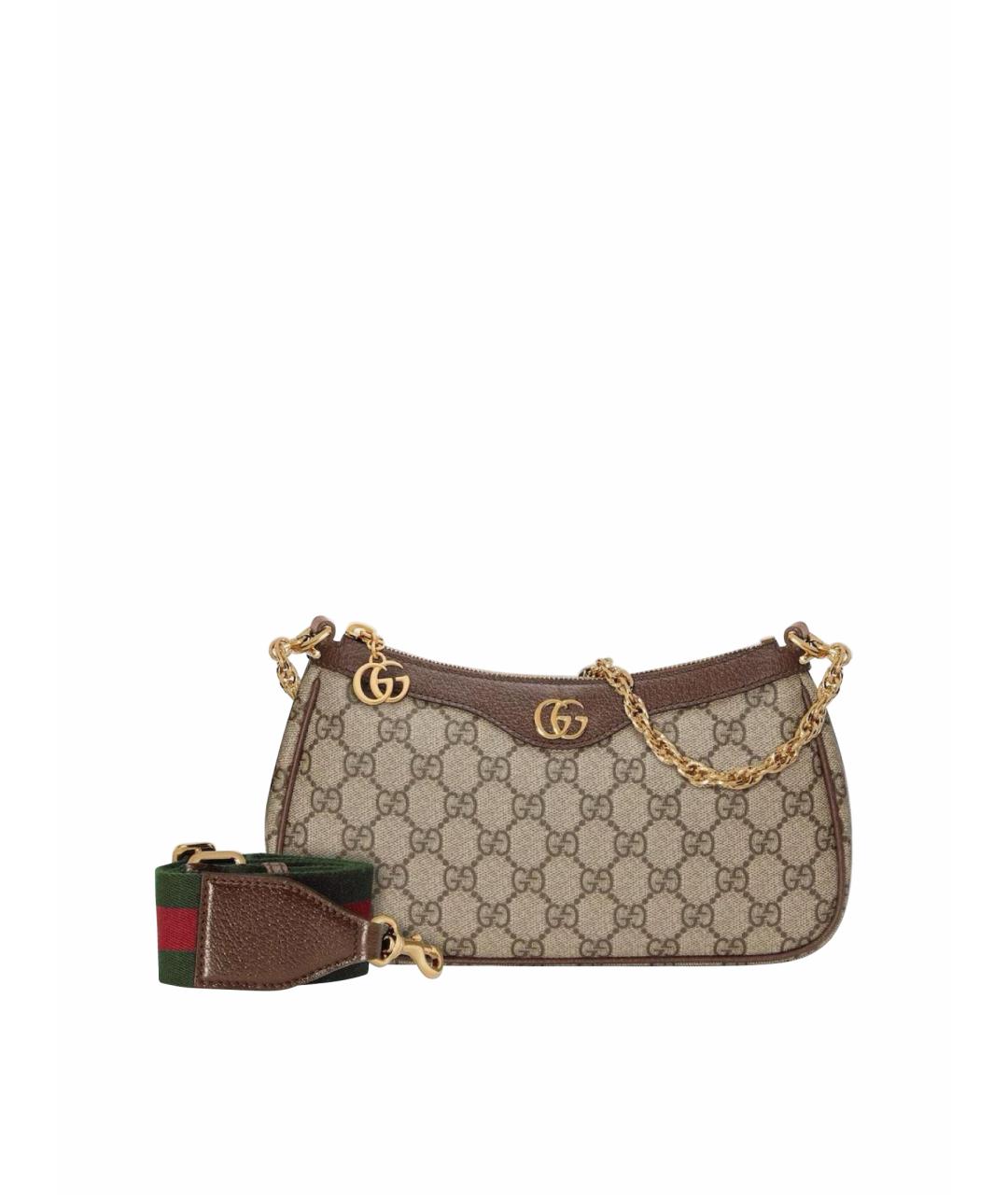 GUCCI Бежевая кожаная сумка через плечо, фото 1