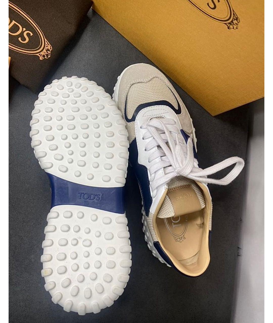 TOD'S Бежевые кожаные кроссовки, фото 5