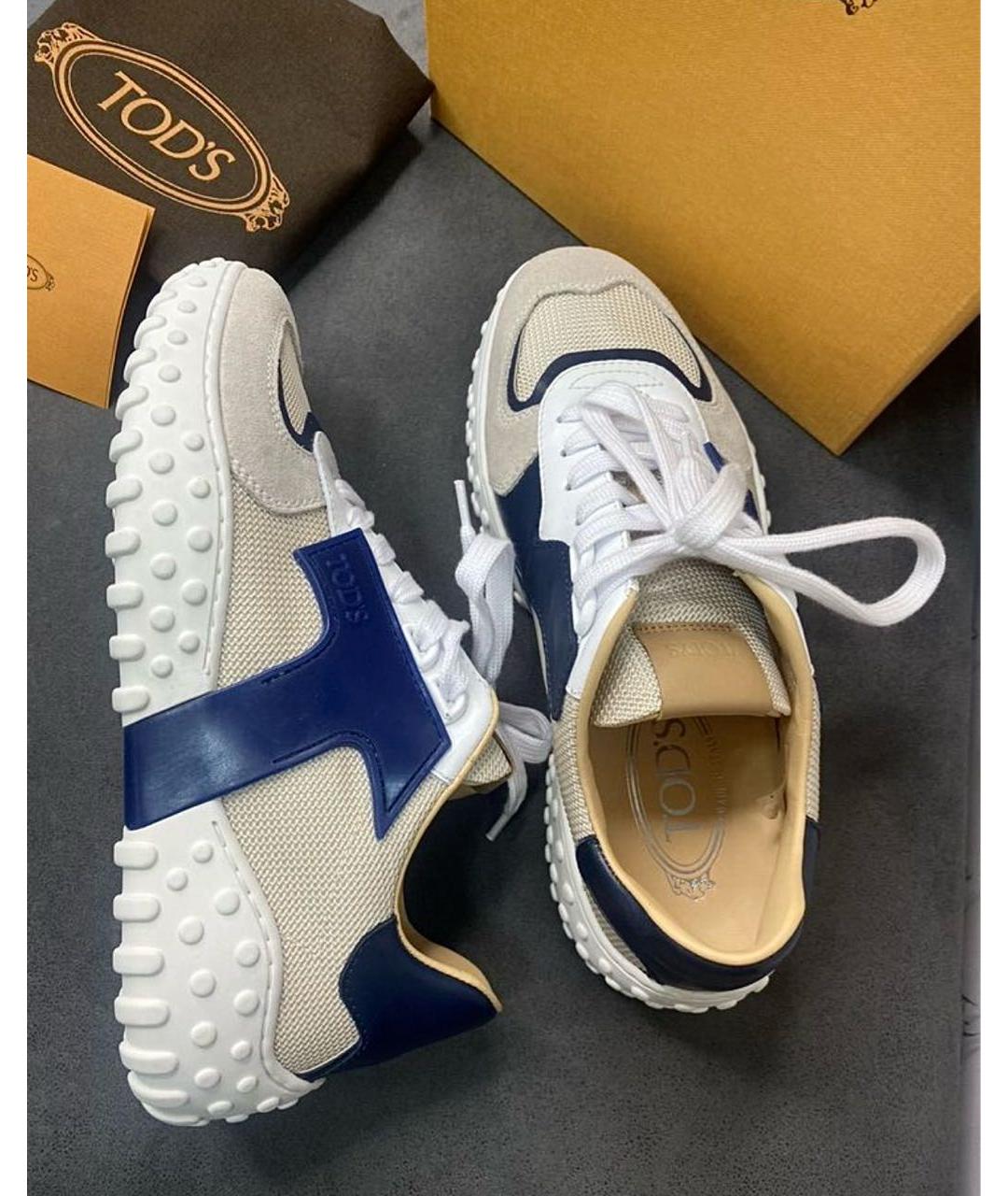 TOD'S Бежевые кожаные кроссовки, фото 3