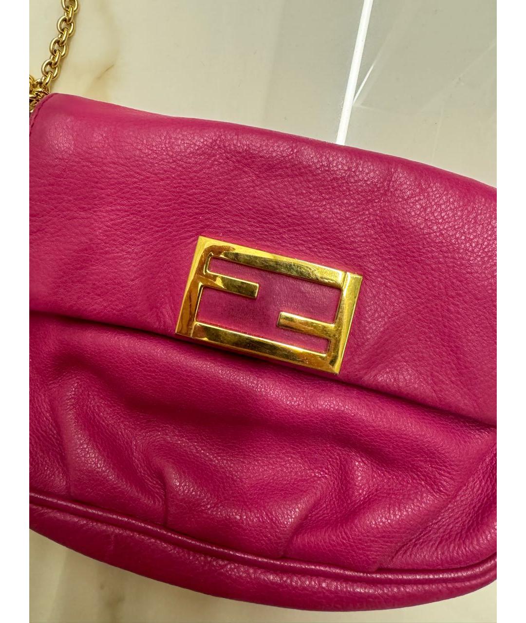 FENDI Фуксия кожаная сумка через плечо, фото 2