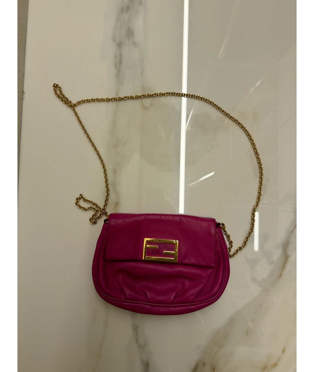 FENDI Фуксия кожаная сумка через плечо, фото 4