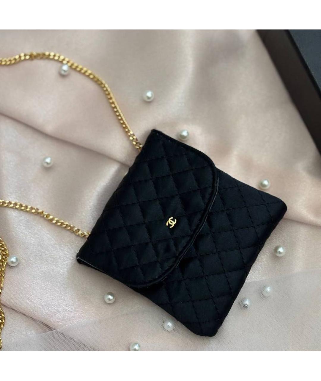 CHANEL Черная шелковая сумка через плечо, фото 7