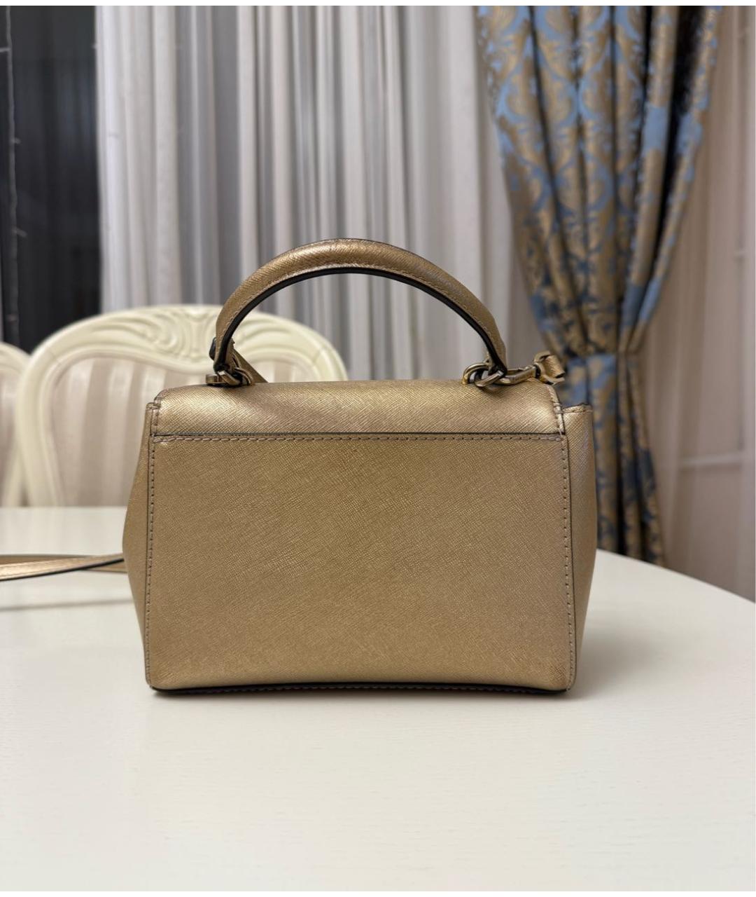 MICHAEL KORS Золотая кожаная сумка через плечо, фото 3
