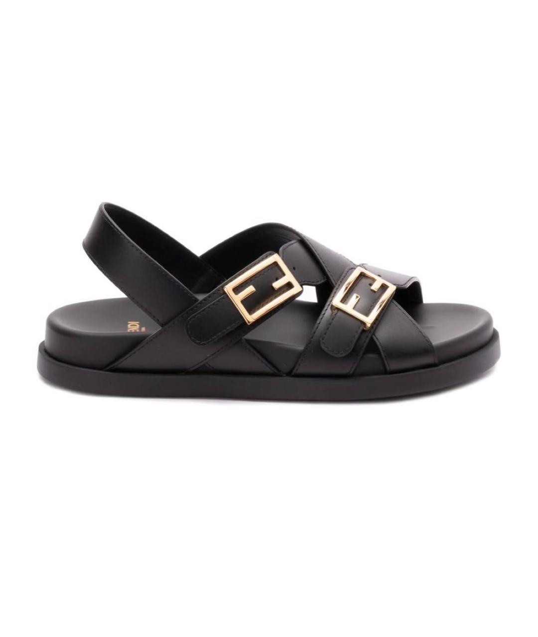FENDI Черные кожаные сандалии, фото 5